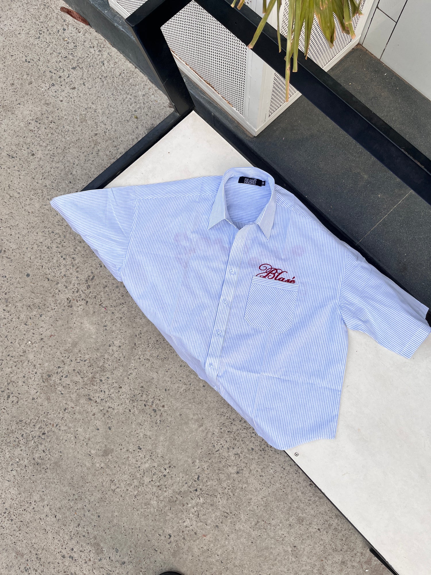 "Yours" Boxy Fit Striped Shirt - Cloudy Blue