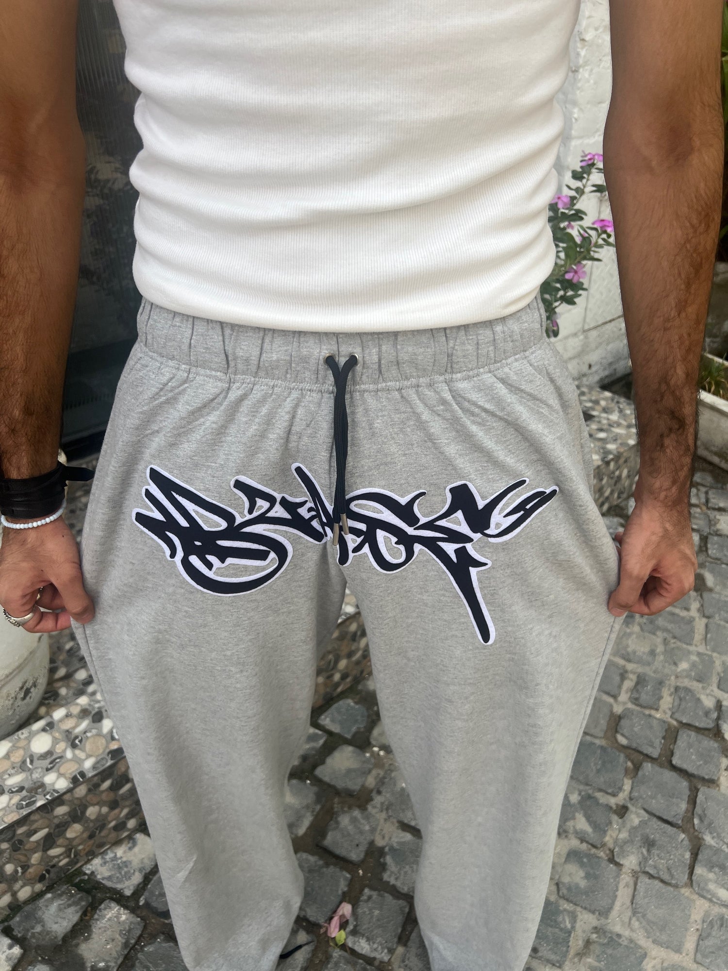 Graffiti Sweatpants - Melange Grey