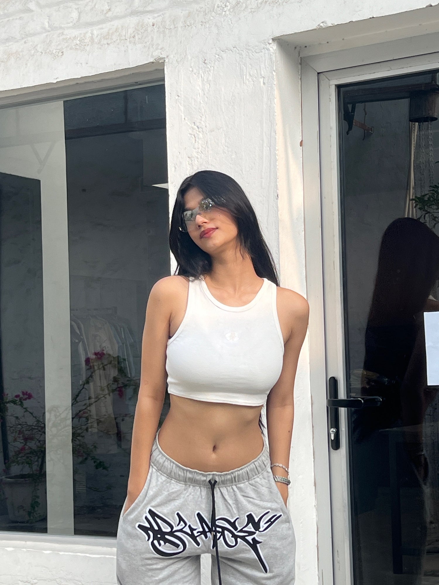 Essential Cropped Tank - White