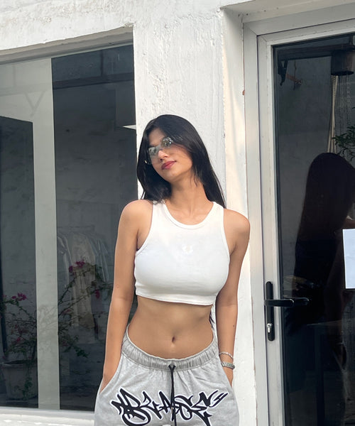 Essential Cropped Tank - White