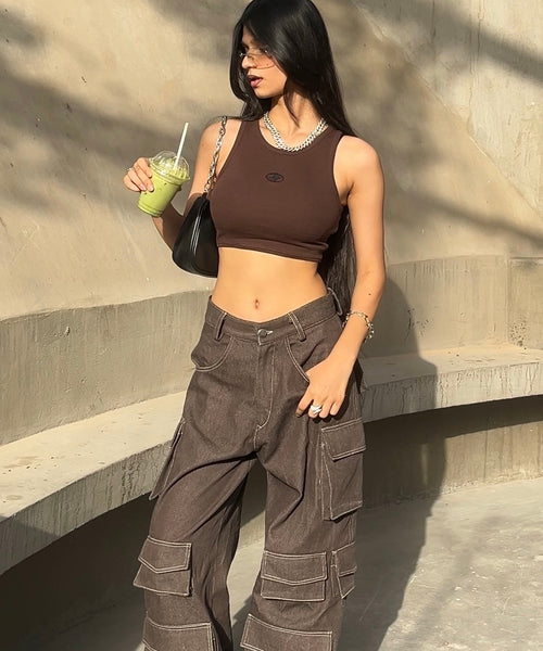 Essential Cropped Tank - Coffee Brown