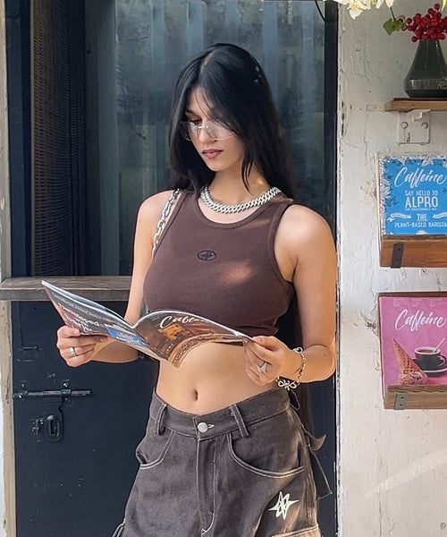 Essential Cropped Tank - Coffee Brown