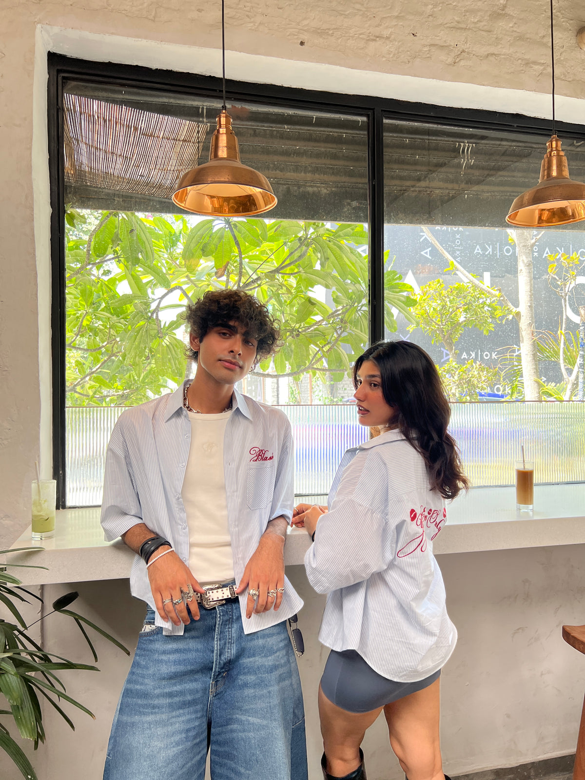 "Yours" Boxy Fit Striped Shirt - Cloudy Blue