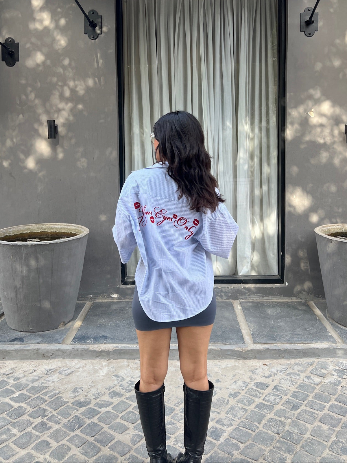 "Yours" Boxy Fit Striped Shirt - Cloudy Blue