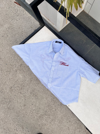"Yours" Boxy Fit Striped Shirt - Cloudy Blue