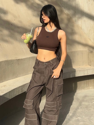Essential Cropped Tank - Coffee Brown