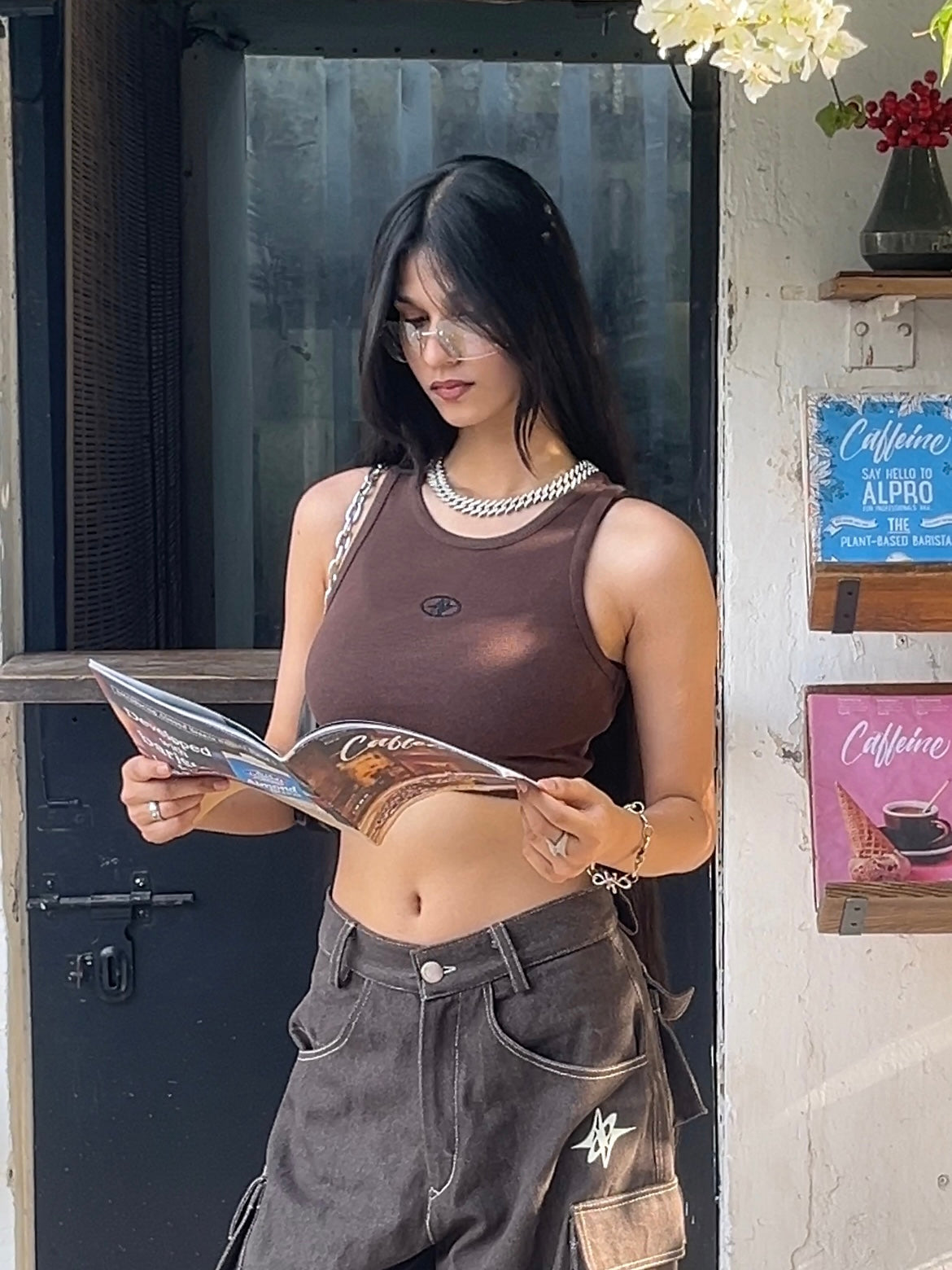Essential Cropped Tank - Coffee Brown